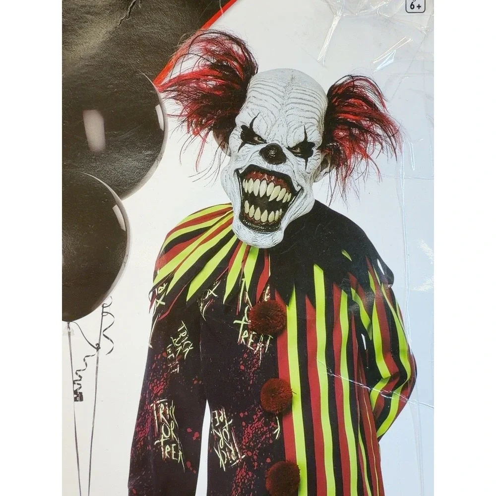 Spirit Trick or Treat Clown Costume Child L 10-12 Glow Mask Complete
